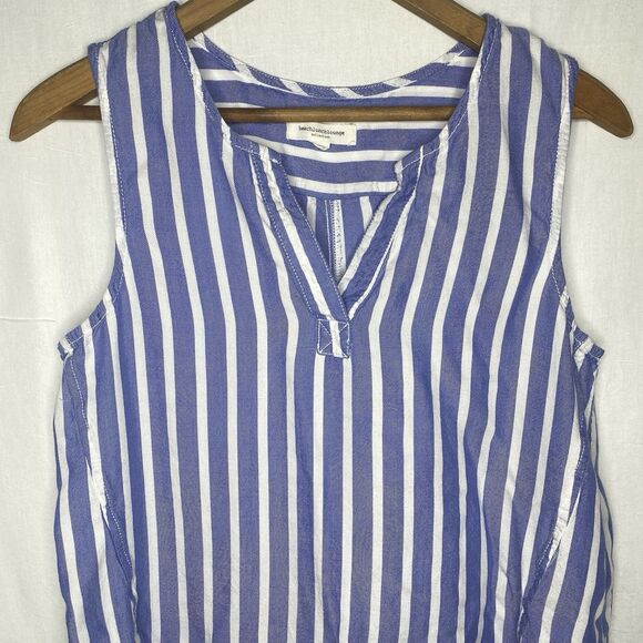 BEACH LUNCH LOUNGE Dress Striped Sleeveless Coverup Rayon Womens S Blue White - Picture 1 of 7